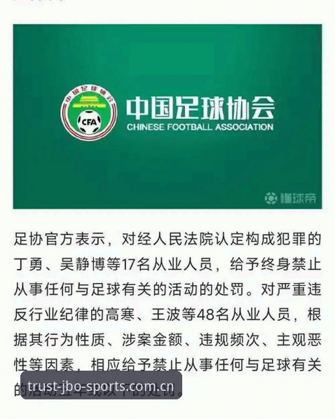 竞博游戏平台对比 中国足协第三批禁足名单详解:终身禁足与5年禁赛背后的行业震荡